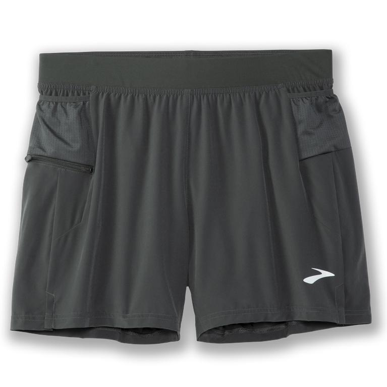 Brooks Sherpa 5 2-in-1 Running Shorts - Men's - Dark Oyster/grey (39027-QBEL)